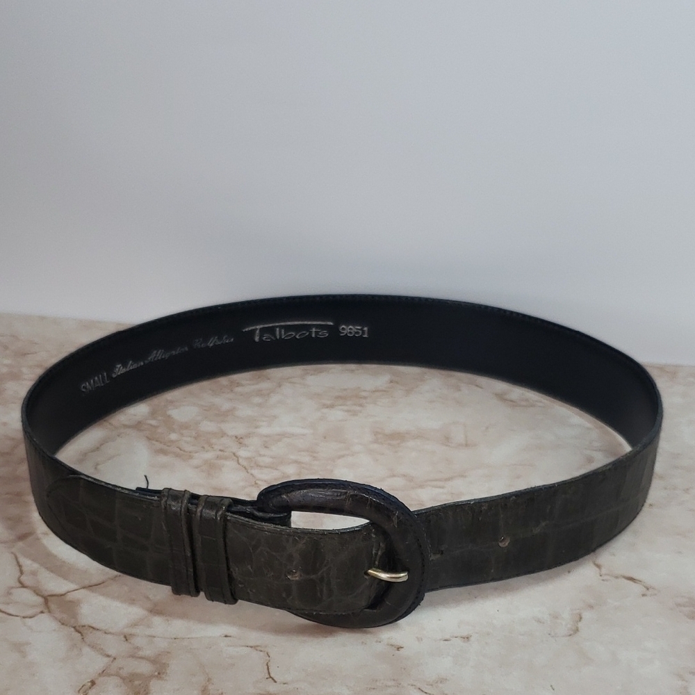 Talbots Vintage  Dark Green Alligator Womens Belt Size Small
